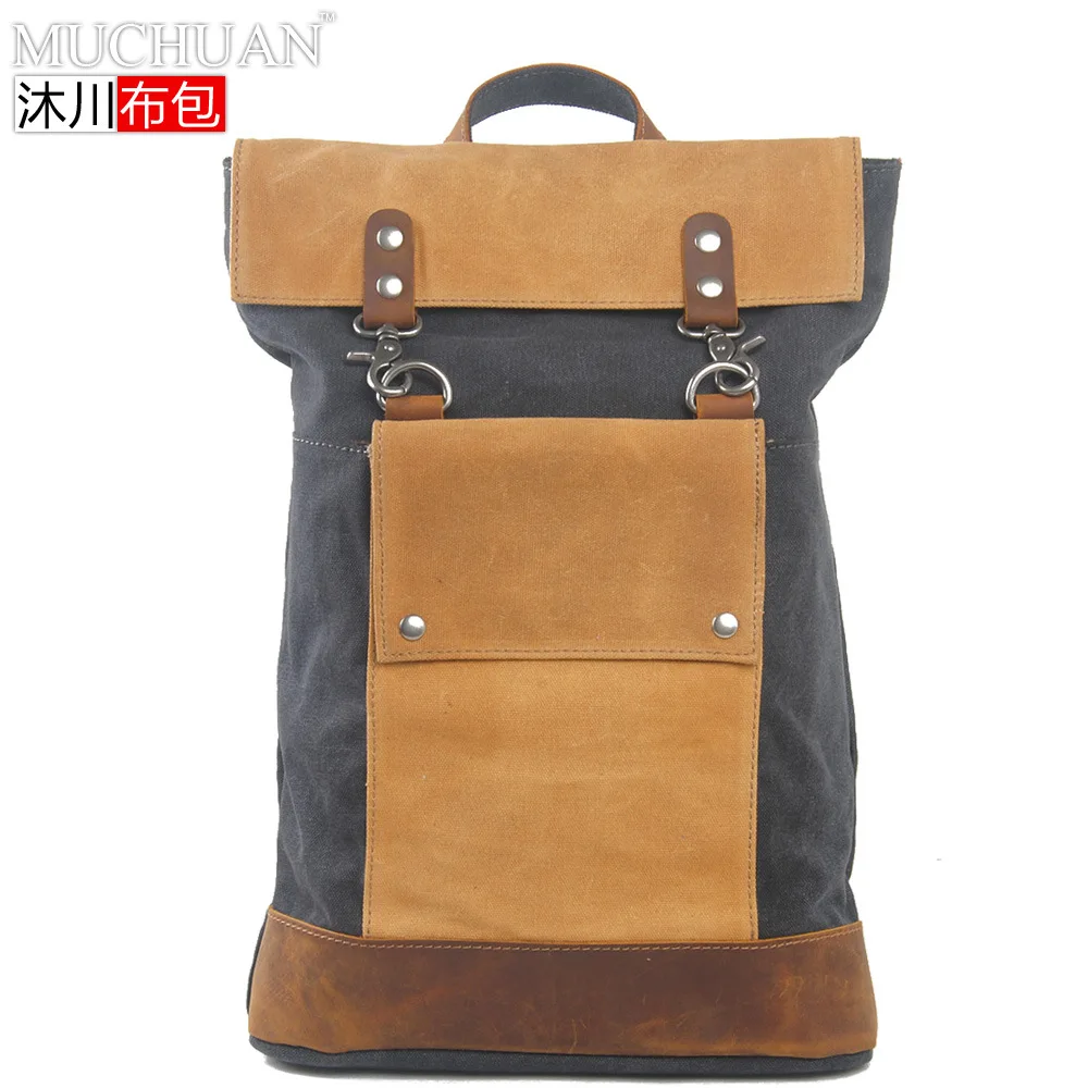 New retro canvas backpack with suede leather backpack 15 inch laptop bag Muchuan 2003-in Camera ...