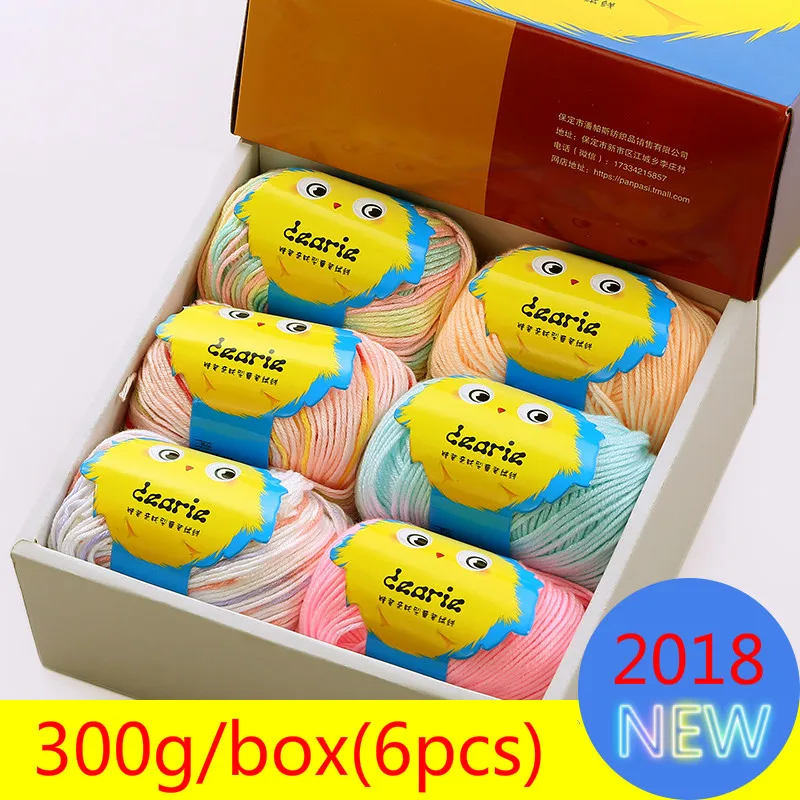 

Super Soft Milk Cotton Yarn Baby Children Wool Rainbow Blend Sweater Socks Scarf Crochet Yarn for Hand Knitting 300g/box