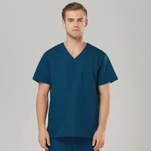 Новые с короткими рукавами, мужская и женская костюмы Синие хирургические халаты clothesbrush хенд медсестра хлопок