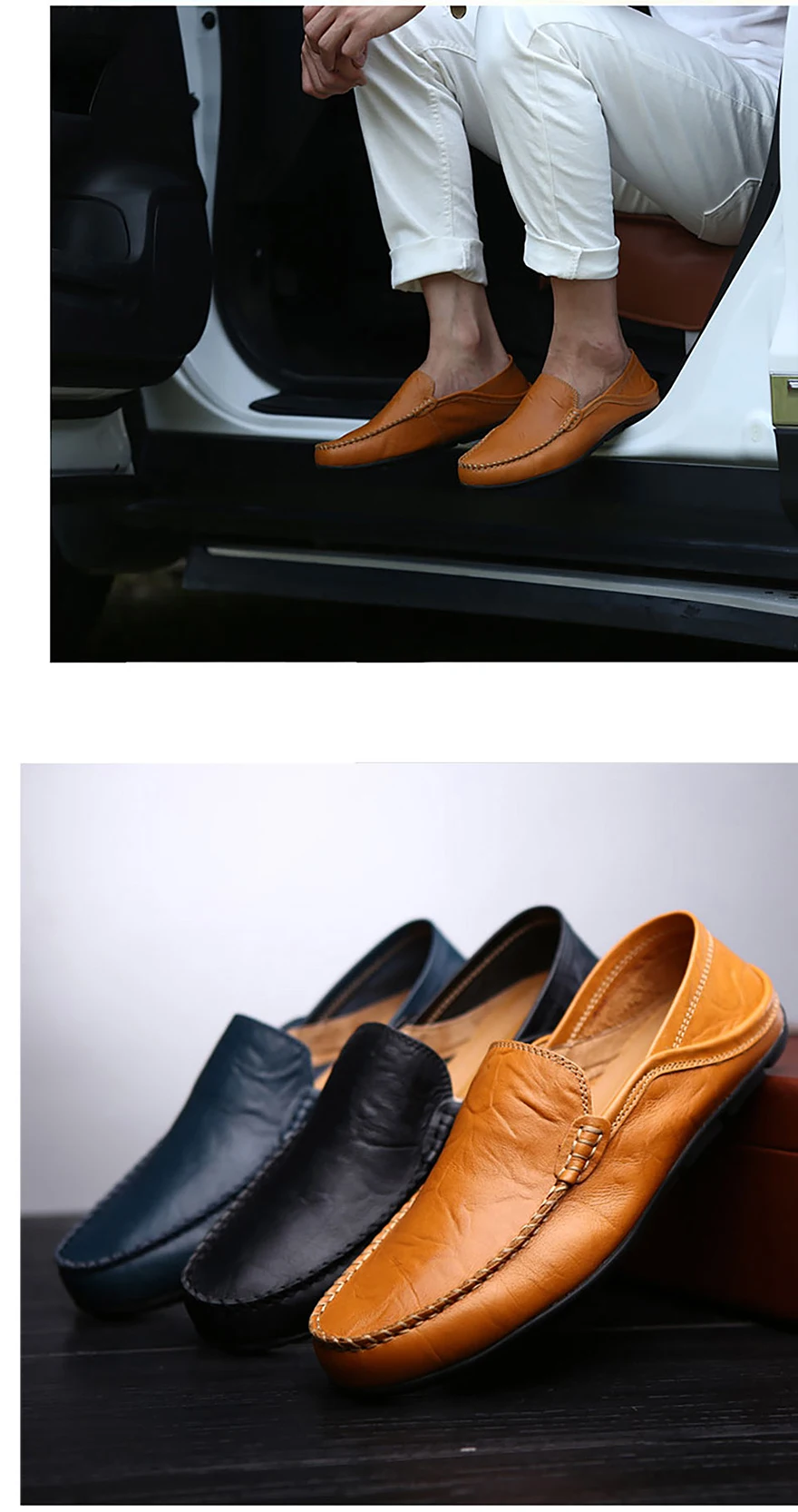 Модная мужская кожаная обувь Повседневное плоский Для мужчин туфли, дышащие Лоферы Мужская обувь из натуральной кожи; удобная обувь без шнуровки; Мокасины