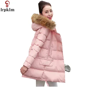 

Woman Jacket Winter Parka Pink Coats Padded Long Winter Coat Women Hooded Long Jackets 2018 Korean Ladies Clothing LZ985