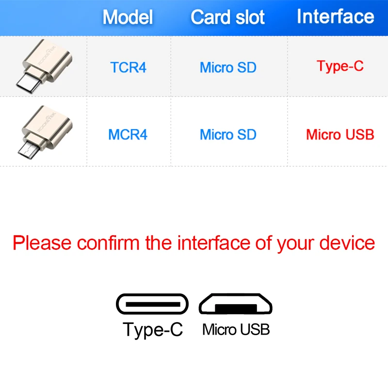 Rocketek micro usb 2 0 type c otg phone mini memory card reader adapter Aluminum cardreader 2