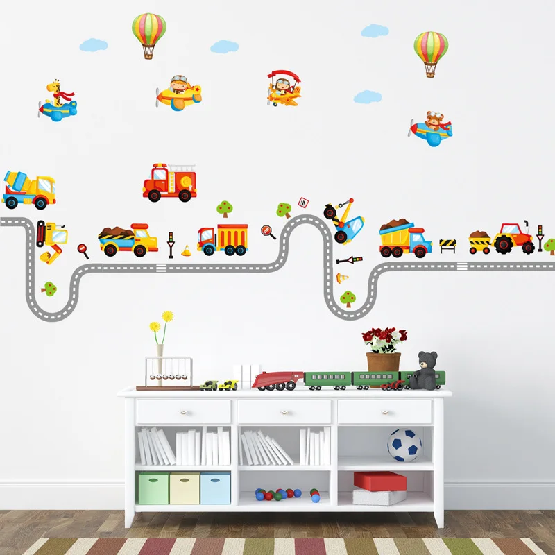 

Cartoon Transporter Eco-friendly Removable Wall Stickers for Kids room Bedroom Living room Home Decor Art Decals Mural dc8