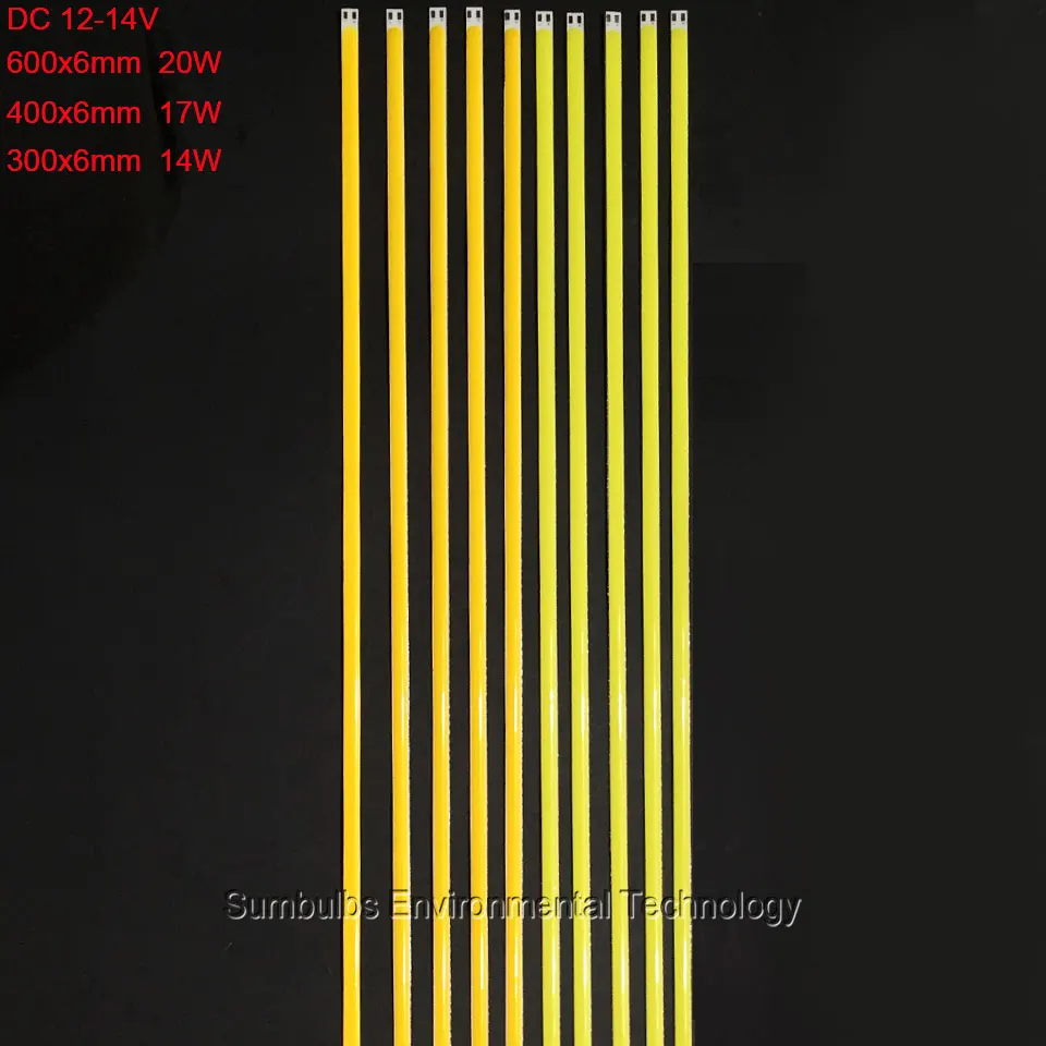10 шт./лот Sumbulbs 300x6 мм 400x6 600x6 длинная светодиодная полоса COB 20 Вт 17 14 стая гибкая 60 см