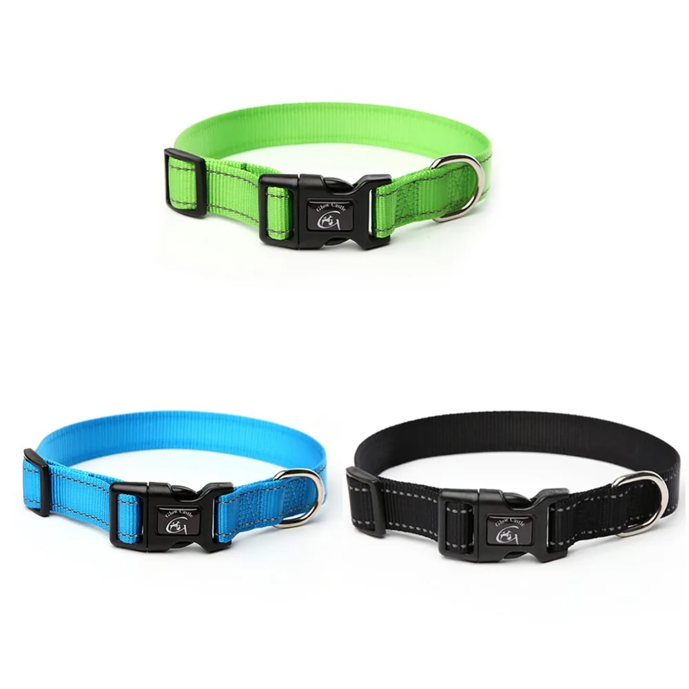 

3 Color Adjustable Pet Dog Collar Durable Reflective Nylon Dog Collar for Pet traction Rope Dog Lead