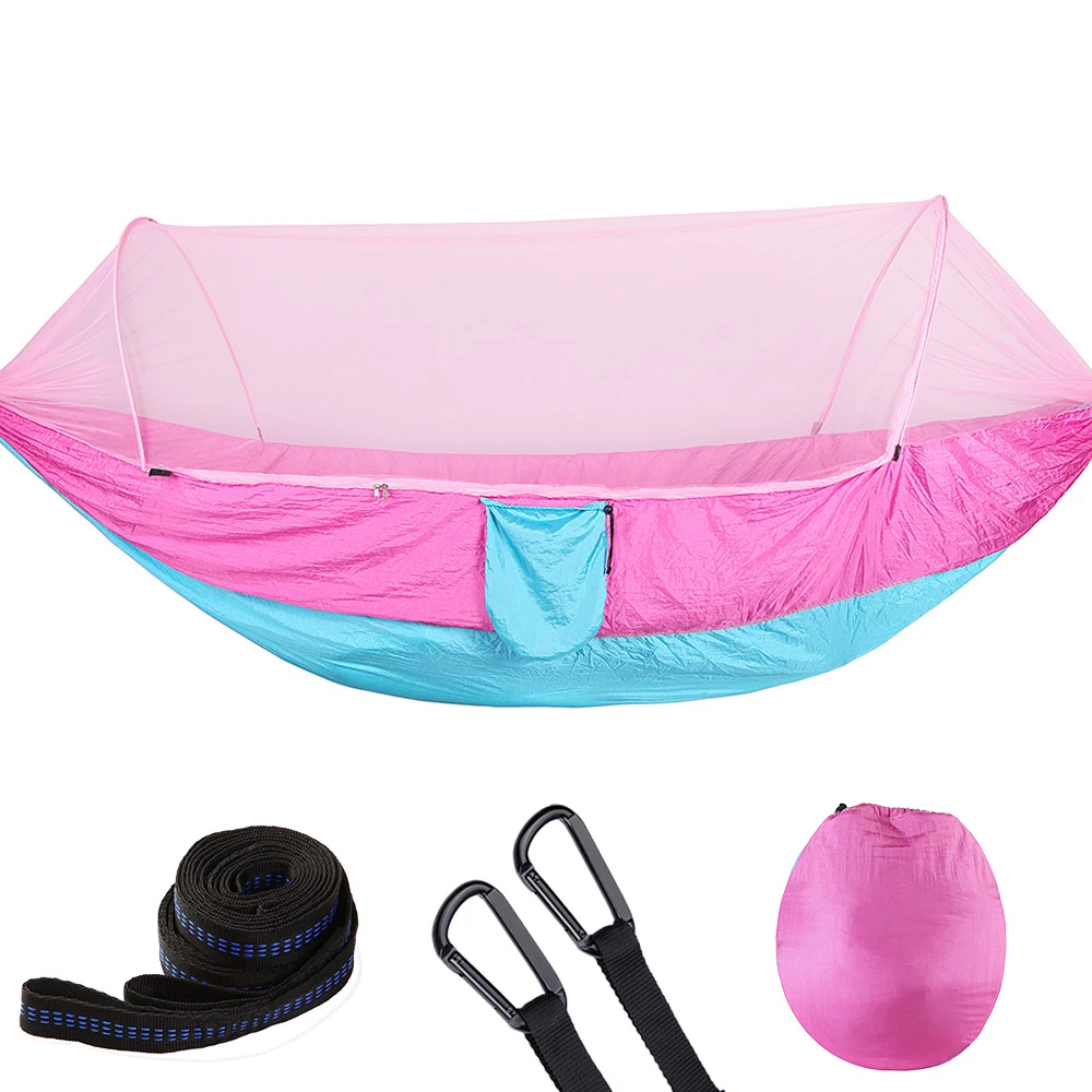 Pop Up Camping Hammock With Mosquito Net bug Net Portable Quick Set Up Hammock Hanging Sleeping Bed Outdoor Travel  98x47inch 