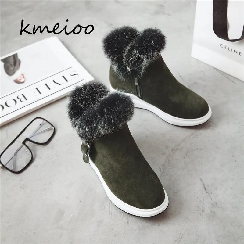 

Kmeioo Women's Shoes Thick Fur Fashion Snow Boots 2018 New Winter Cotton Warm Shoes For Women Ankle Boots