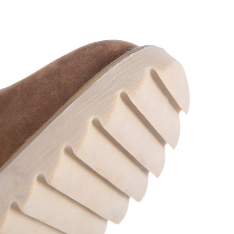 ANMAIRON Теплые зимние женские сапоги до середины икры с мехом брендовая женская обувь на плоской подошве с круглым носком и пряжками на ремешках женские сапоги на платформе для снежной погоды