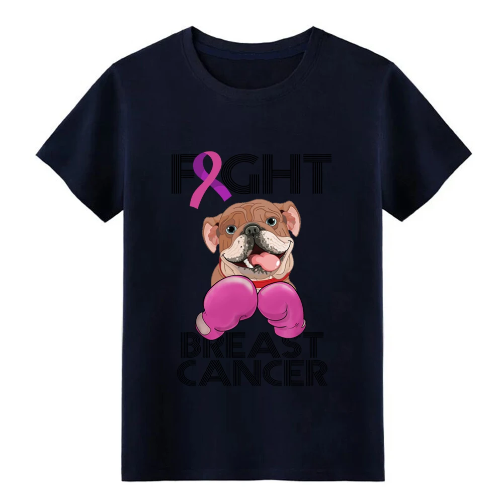Men s Fight Breast Cancer Bulldog Breast Cancer Month t shirt printed tee shirt Euro Size S-3xl Original Gift Funny Casual shirt