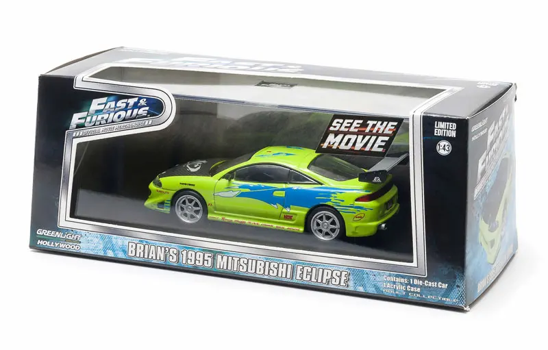 Зеленый свет 1:43 Brian's 1995 Mitsubishi Eclipse сплав автомобиль игрушки для детей модель оригинальная коробка