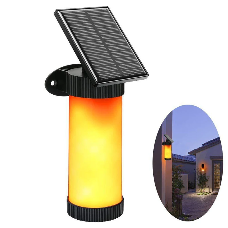 Уличный уличный фонарь на солнечных батареях, индукционный фонарь для человеческого тела, водонепроницаемый мерцающий светодиодный настенный светильник с имитацией пламени
