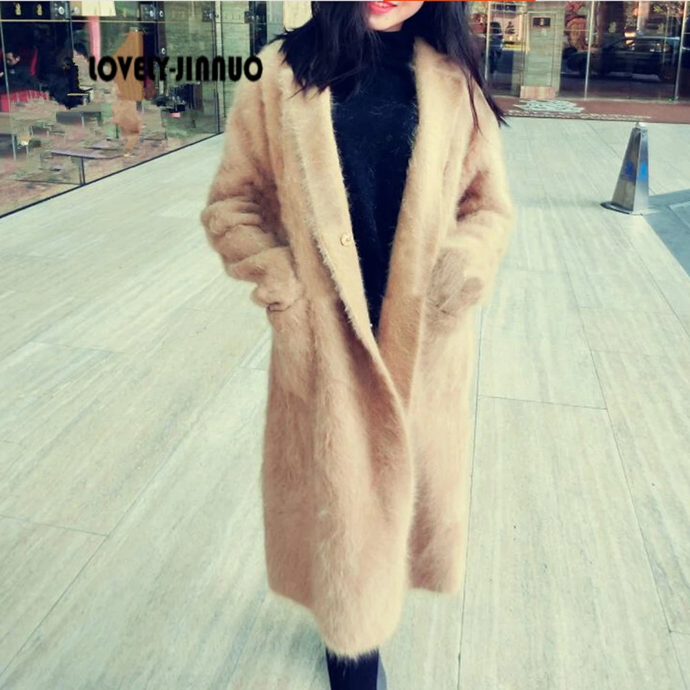 

Real Mink Cashmere Long Coat Genuine Mink Cashmere Sweater Warm Custom Big Size Pure True Mink Fur X Long Cardigans JN395