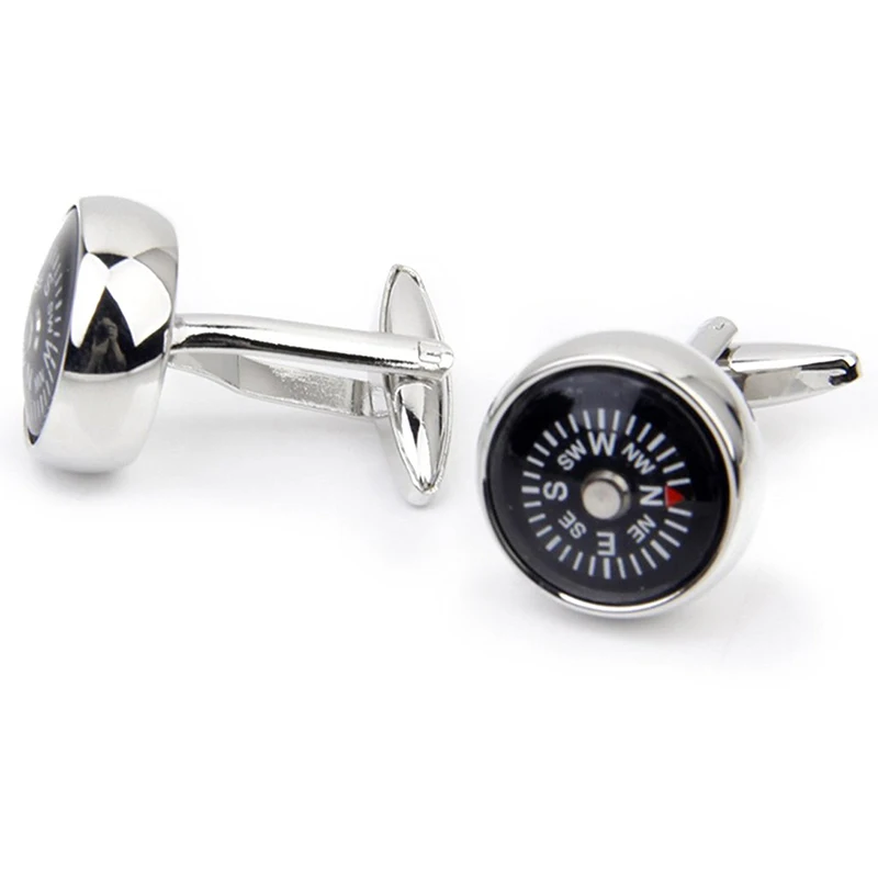 

Silver tone really work compass Cufflinks cufflinks Vintage style for men