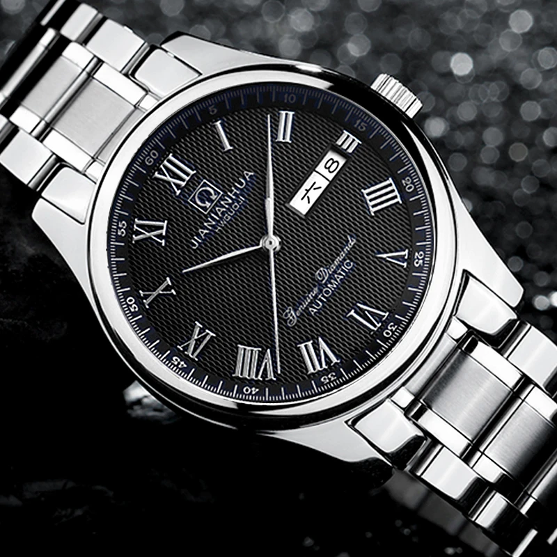

Carnival Mechanical Watch Men Full Stainless steel Multifunctional Waterproof Business Double calendar Wristwatch