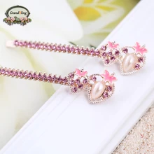 Hot Trendy Elegant Strawberry Hairpins For Women Girls Bling Headwear Crystal Rhinestone Pearl Barrette Hair Jewelry Accessories