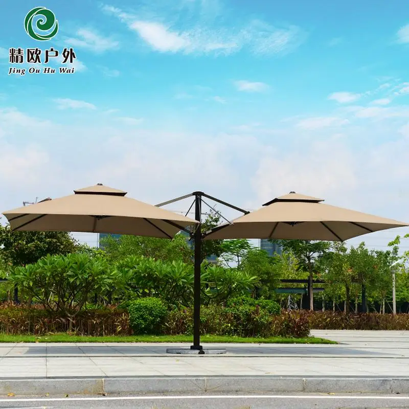 Large outdoor patio cafe Double Top umbrellas umbrella folding rain