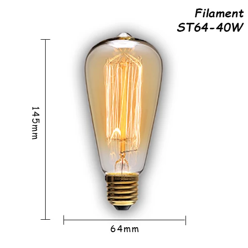 6 шт./партия edison светильник лампочка E27/E14 старинные лампы 110 V/220 В ампулы для дома/мебель для спальни/мебель для гостиной Декор 40 Вт/60 Вт можно использовать энергосберегающую лампу или светодиодную лампочку - Цвет: ST64Z-40W