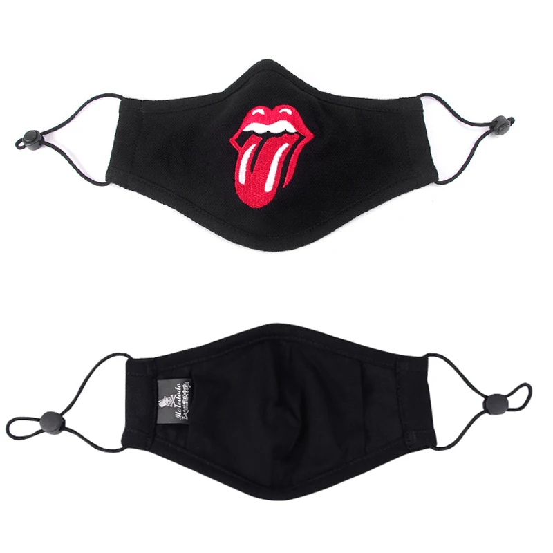 

Moledodo Funny Tongue Mouth Mask Cotton embroidery Big Tongue Face Masks Anti-fog Dust-proof PM2.5 Black Mouth Mask D50