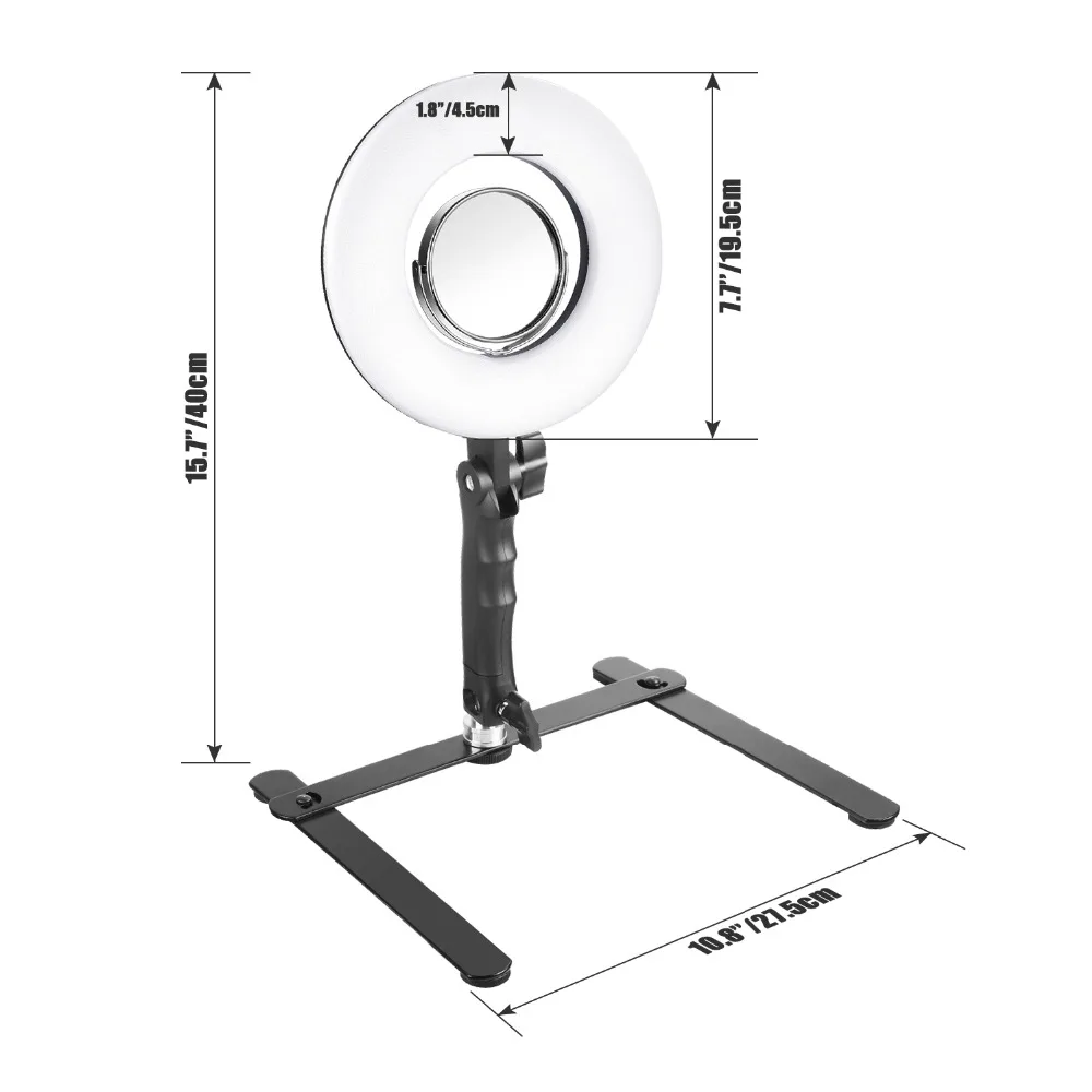Neewer Настольный макияж кольцевой светильник комплект: гироборд с колесами 8 дюймов с регулируемой яркостью Мини светодиодный кольцевой светильник с 3,5-дюймовое зеркало+ настольное Поддержка подставка+ держатель для телефона