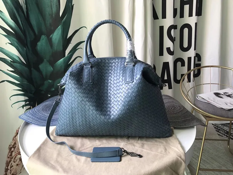 Женская сумка, сумка на одно плечо, тканая сумка, внутренняя и внешняя кожа, ручная вязка, высокое качество - Цвет: Gray blue