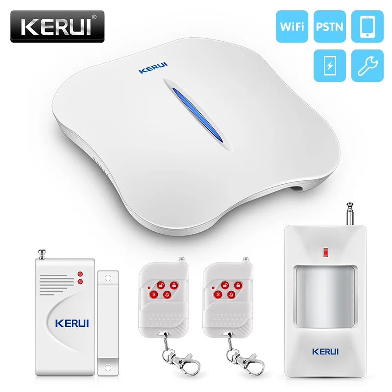 KERUI WIFI Alarm Systems Security Home Burglar Alarm Systems W1 PSTN Wireless IOS Android Apps Control English Alarm Systems web systems security testing