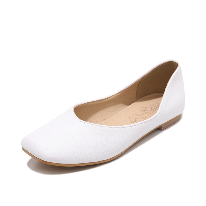 Обувь annymoli/весна, женские водонепроницаемые Мокасины, обувь на плоской подошве, без шнуровки, обувь с квадратным носком, повседневная обувь на плоской подошве, большие размеры 12, 46, желтый, розовый - Цвет: Белый