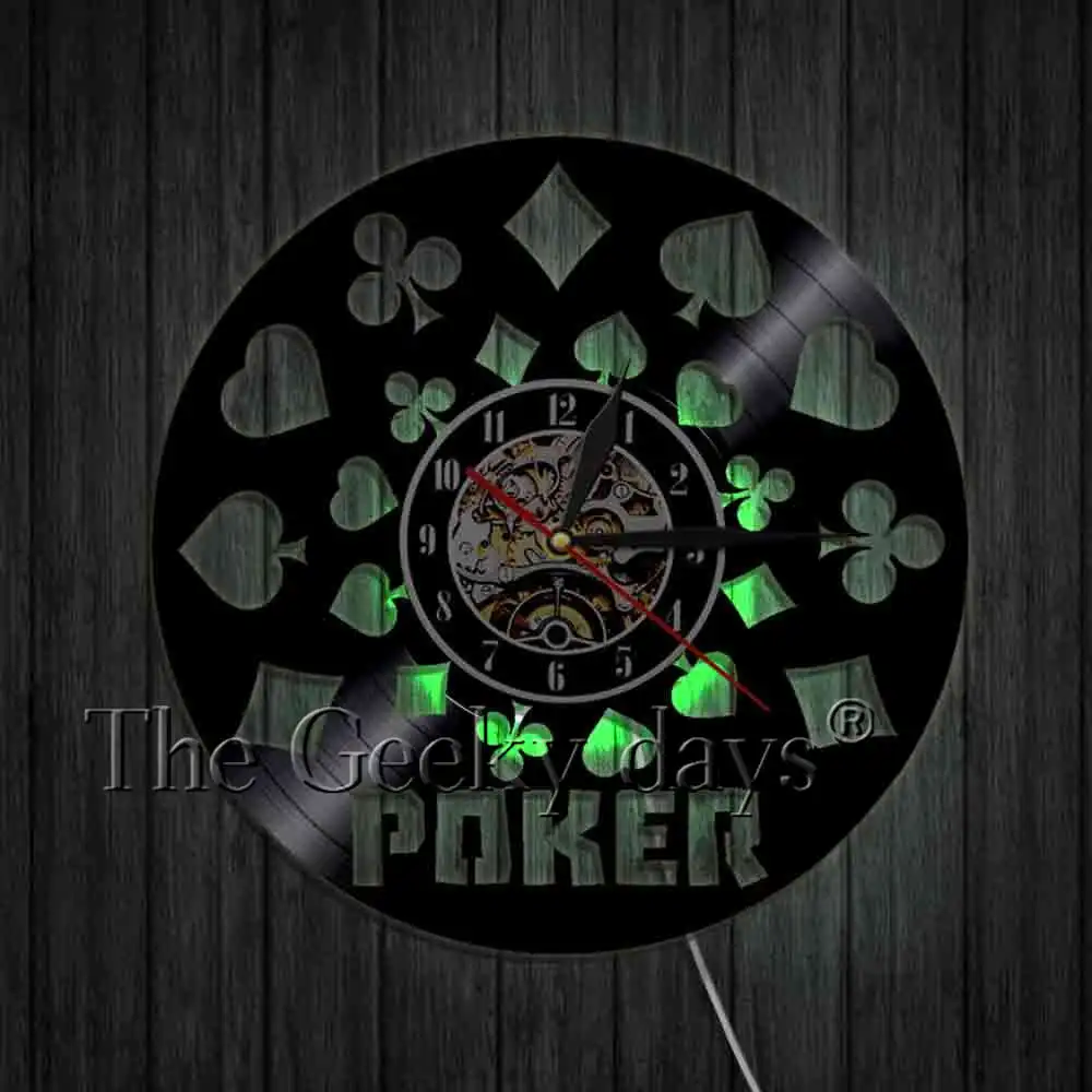 Poker King Rummy Card настенные часы виниловая запись черные Висячие 3D Play Настенный декор