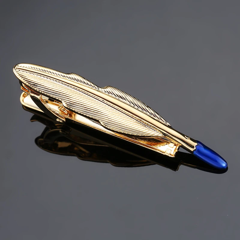 

DY New luxury fashion men's wear golden feather tie clip Men's high-end business wedding tie clips Free Delivery