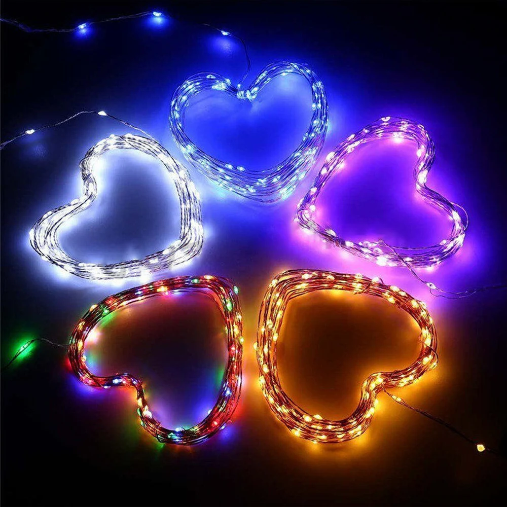 100/200LED Solar Powered String Lights Outdoor Waterproof Copper Wire Lights For Garden Festival Decoration