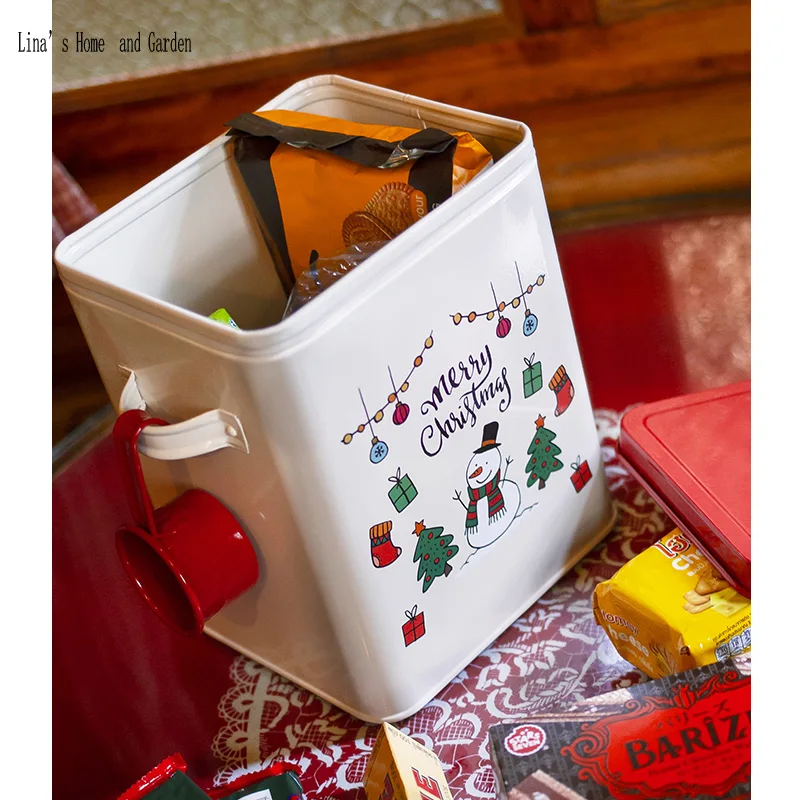 Christmas theme powder coating Kitchen Rice Storage Bin Flour Cereal Beans Grain Box Container Case (5)