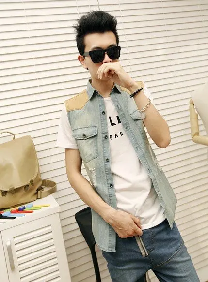 mens jeans tank top denim vest denim 