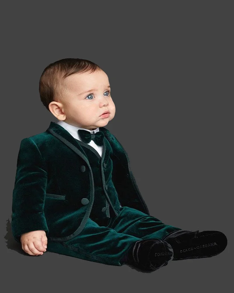 Buy Emerald Green Velvet Custom Made Boys Wedding Suit