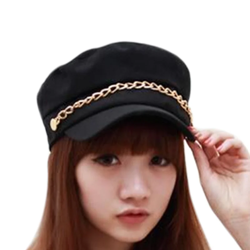 

Droppshiping Fashion Women Hats Solid Color Chain Baseball Cap Girl Autumn Ladies Casual Sun Caps dg88