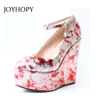 

2019 New Super High Heels Shoes Spring Summer Women Sexy Wedges Platform Pumps Plus Size 30- 43 Female Ankle Strap Shoes 1078-2