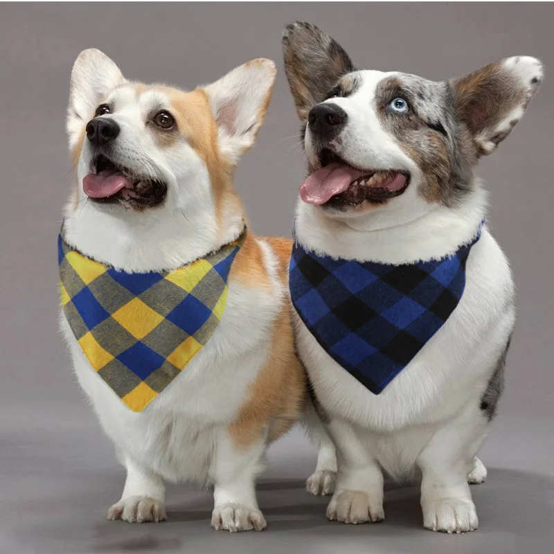 

Adjustable Puppy Cat Bandana Collars Cotton Plaid Pets Small/Medium Dog Scarf Collars Dogs Necklace Grooming Accessories