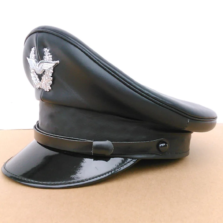 brown fedora Germany Officer Visor Army Hat Cortical Military Police Leather Cap Cosplay Halloween Christmas Gift Spring Festival New Year wide brim fedora