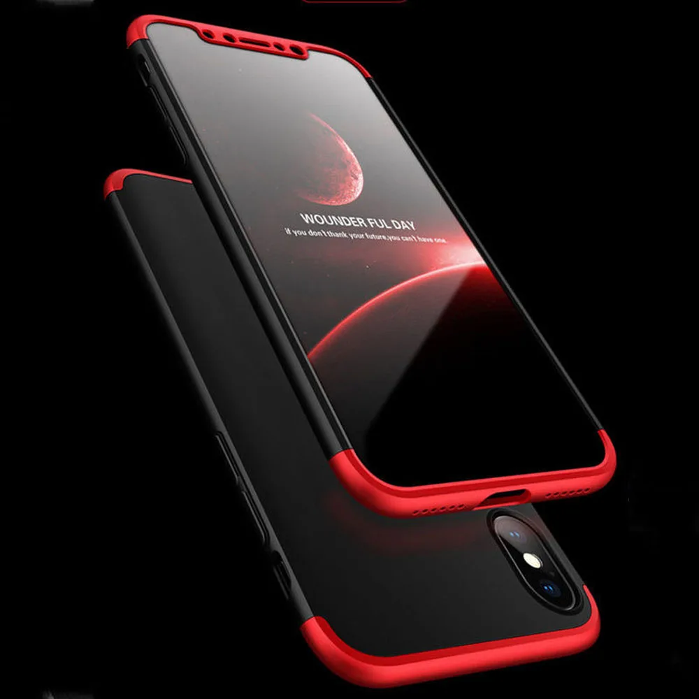 Full Body Protective Case + Tempered Glass Front Screen Protector Transparent Clear Anti Scratch Hard Phone Cover For iPhone X |