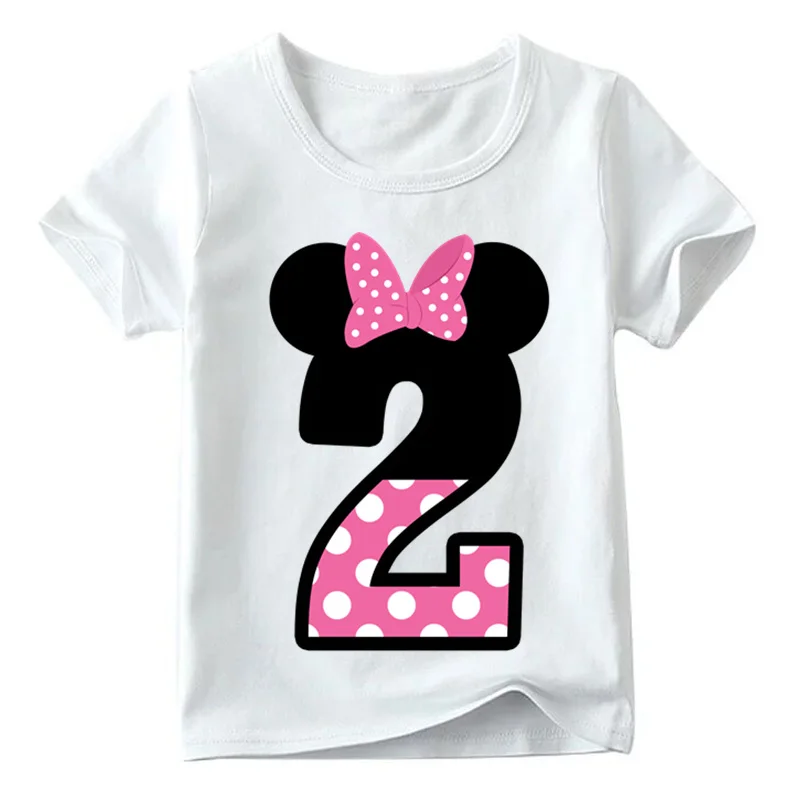Для маленьких мальчиков/девочек письмо с днем рождения Лук Симпатичные Одежда С Рисунком Детей Забавные футболки, цифрой 1-9 подарок на день рождения, HKP2416 - Цвет: White B