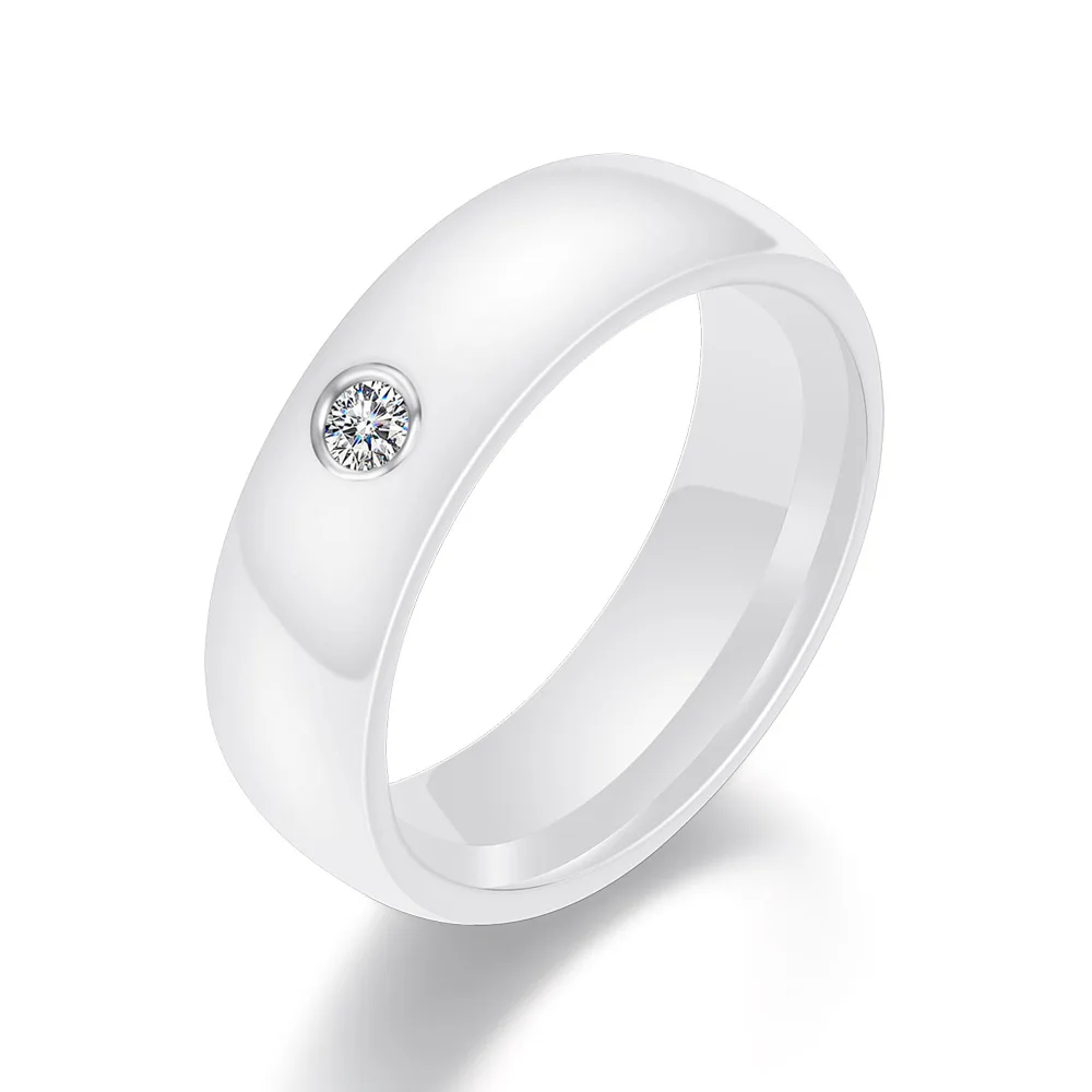 6 мм Размер 6-10 классическое черное керамическое кольцо для мужчин циркониевая звезда Анель для женщин Высокое качество керамическое ювелирное изделие для влюбленных - Цвет основного камня: Белый