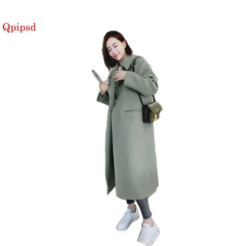 

Korean Version Over The Knee Woolen Coat Winter Long Fashion Woolen Jacket Female 2020 Autumn And Winter Super Long Woolen Women