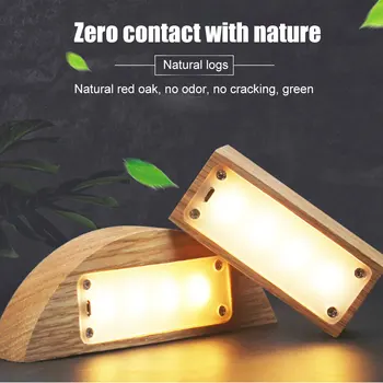 

LED Wooden Night Light USB Charging Touches Control Desk Table Light CLH@8