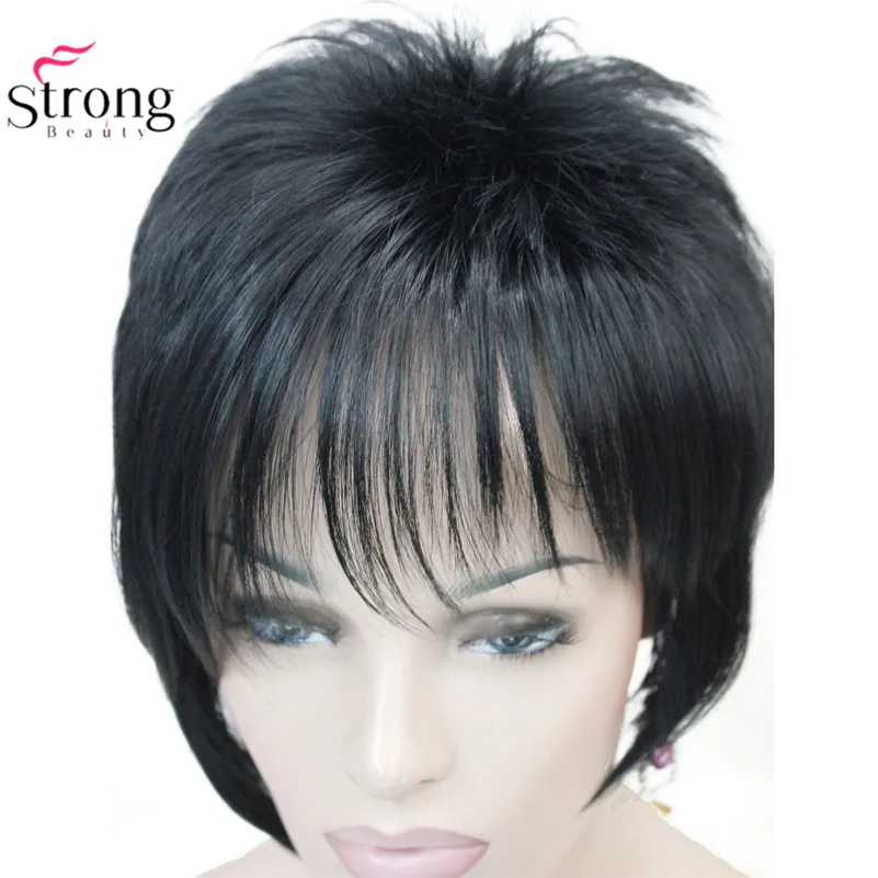 StrongBeauty Асимметричные боковые пряди блондинка короткие прямые синтетические волосы парик выбор цвета