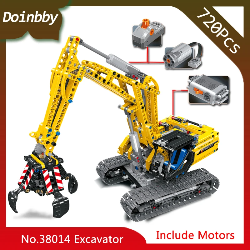 

In Stock 38014 City Technic 720Pcs Excavator 2 In 1 Engineering Truck Building Block Compatible bela 8043 42030 42006 Toys