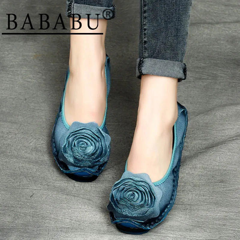 Bababu/сезон весна-лето; женская обувь больших размеров; удобные лоферы без застежки; женская обувь ручной работы на плоской подошве из натуральной кожи в стиле ретро
