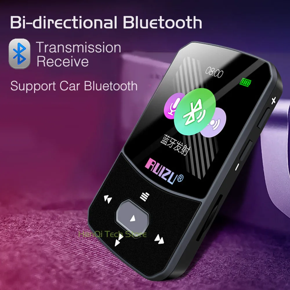 MP3 плеер RUIZU X51 с зажимом, Bluetooth, спортивный MP3 музыкальный плеер с рекордером, fm-радио, поддержка TF карты, можно подключить телефон