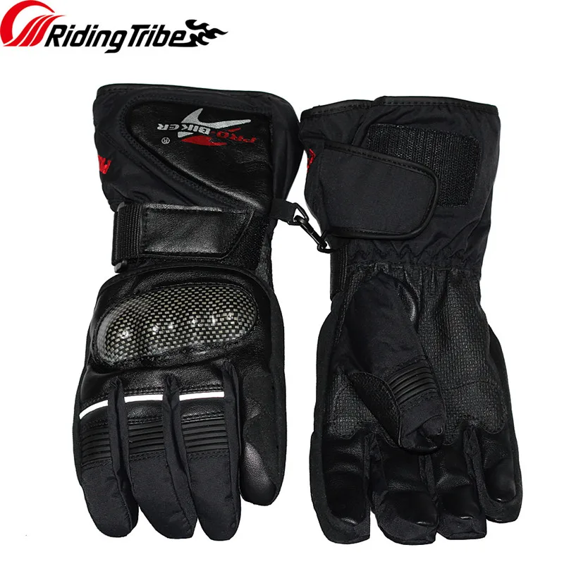 Riding Tribe Gauntlet Мотоциклетные Перчатки Зимние теплые мужские женские Moto Guantes водонепроницаемые защитные Щитки защитные щитки для рук HX-05 - Цвет: Черный