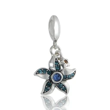 Crystal Océano Estrella de Mar Colgante de Plata Encantos para Las Mujeres Moda 925 Joyas de Plata de DIY Que Hace Pan Ajuste Pulseras Del Encanto