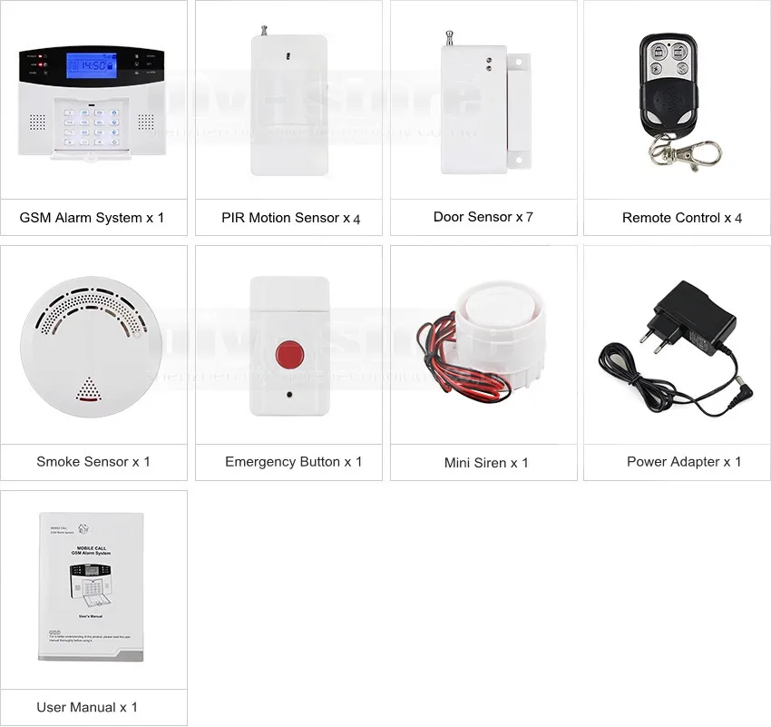 Diysecur 99 Беспроводной зон GSM сигнализация дома Системы 850/900/1800/1900 мГц + Тревожная кнопка дым