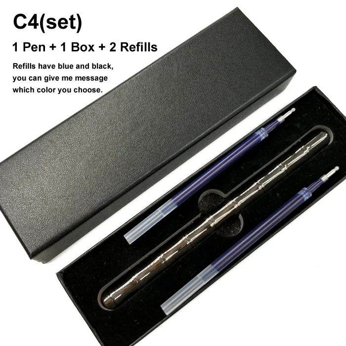 1 шт. винтажная латунная бамбуковая гелиевая ручка ручной работы металлическая медная Подарочная коробка шариковая ручка ручки кавайные канцелярские принадлежности - Цвет: C4 set