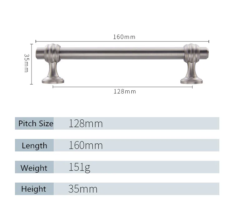 Современный цинковый сплав, атласные никелевые ручки для шкафа, кухонные ручки и ручки для ящиков, ручки для мебели - Цвет: SN-128mm
